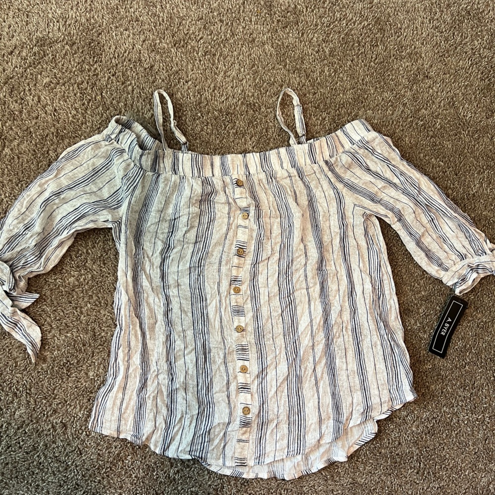 White blue stripy blouse